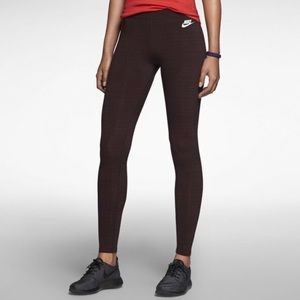 Nike leg-a-see burgundy maroon black leggings